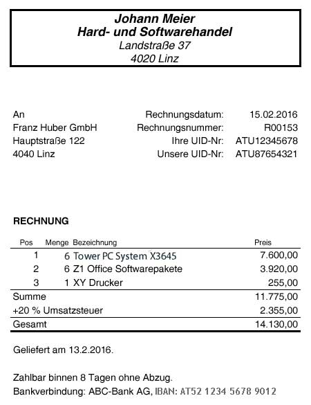 Rechnungsmuster Rechnungsmuster